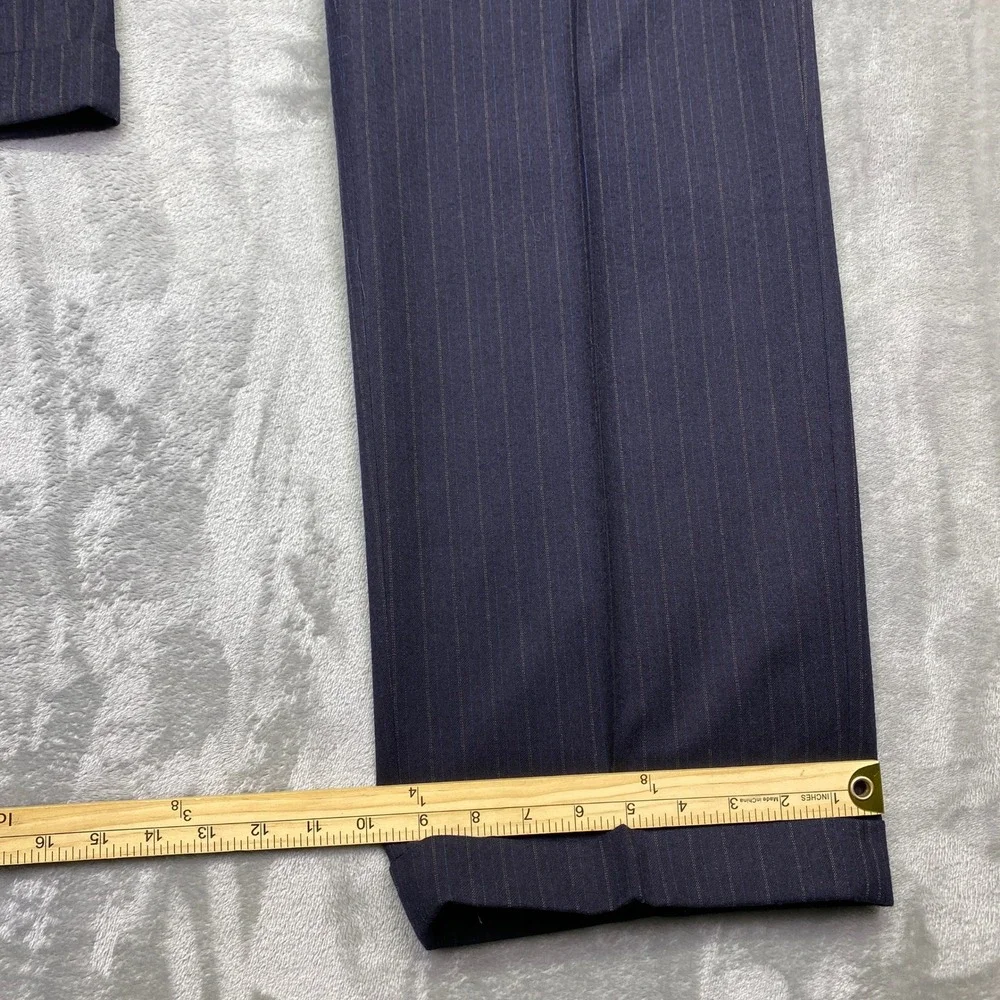 Hart Schaffner Marx‎ Silver Trumpeter Pinstripe Wool Suit Mens Two Piece 45R 36